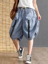 Artistic Retro Drawstring Elasticity Waist Shorts